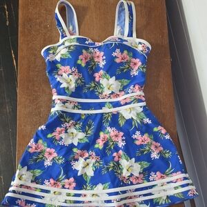 Floral Blue One Piece Swimsuit